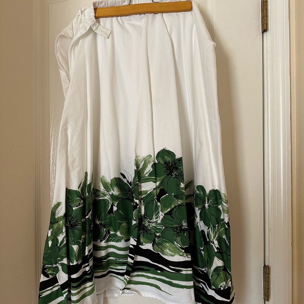 Coldwater Creek White and Green Bubble Midi Skirt